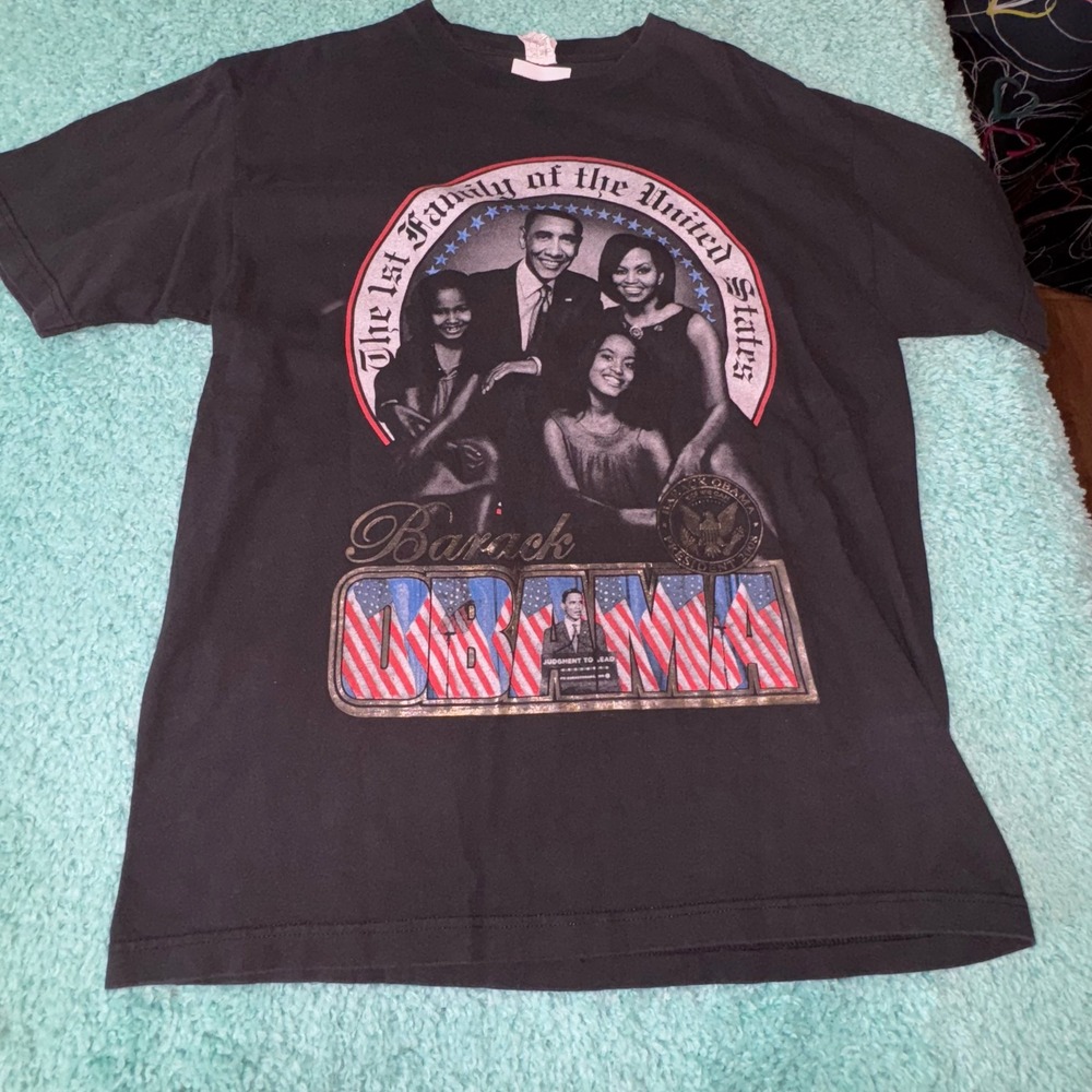 Obama Family T Shirt Political Graphic‎ Mens L Black USA President